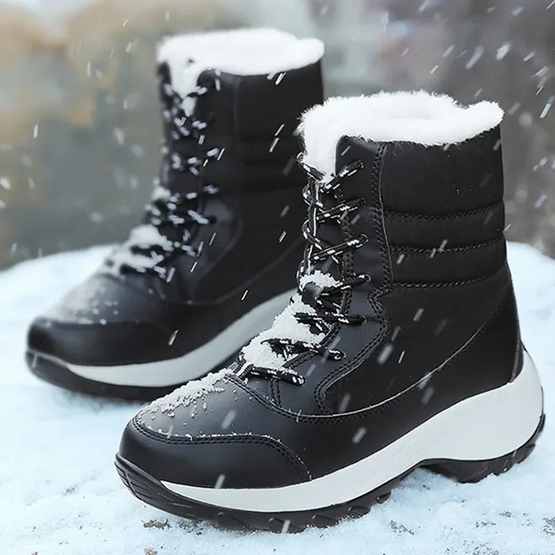 Fur-Lined Platform Snow Boots for Women – Cozy & Stylish