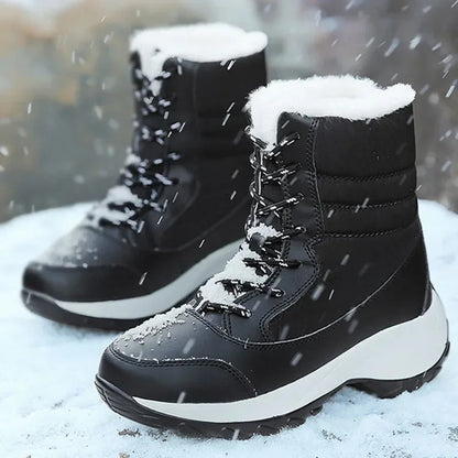 Fur-Lined Platform Snow Boots for Women – Cozy & Stylish