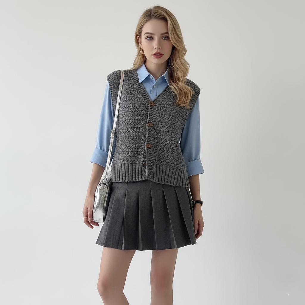 Knitted Sleeveless Vest for Women – Vintage Style, Comfortable Fit Caliboot