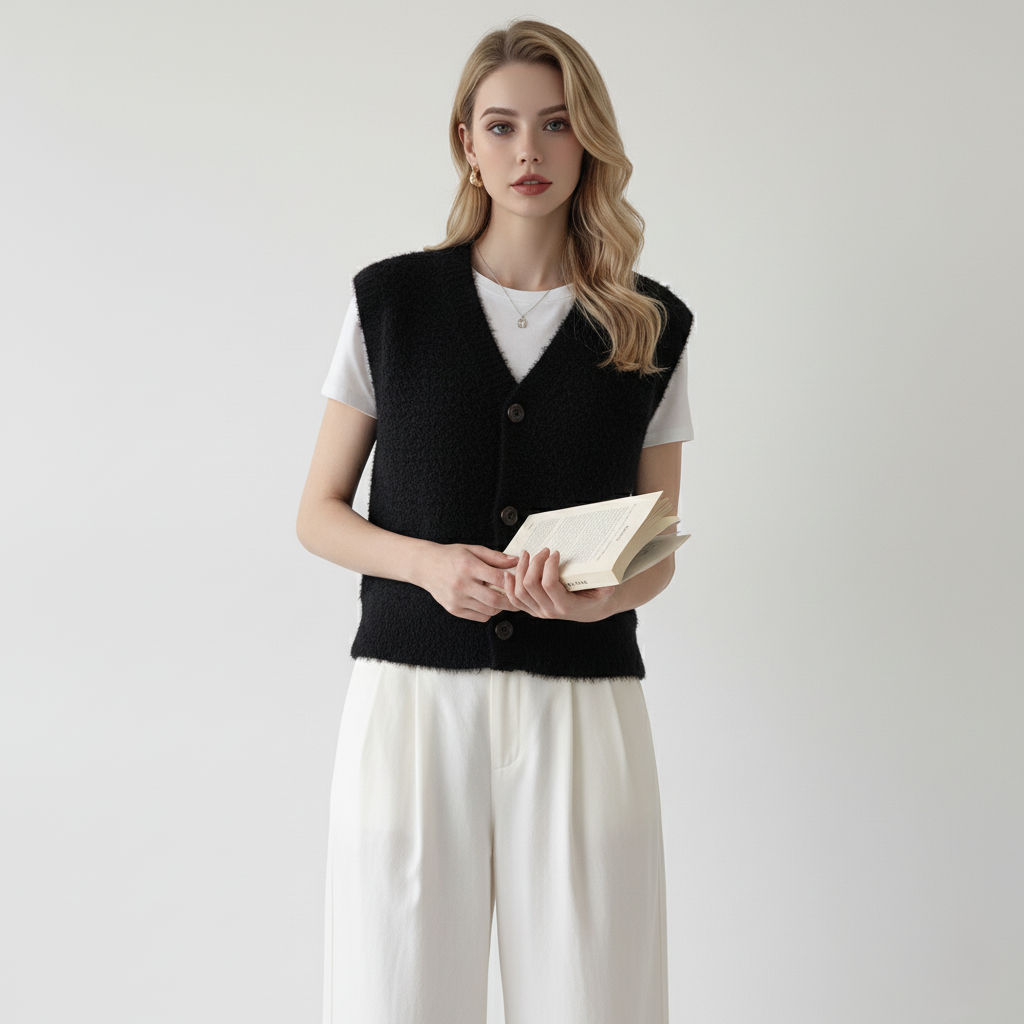 Knitted Sleeveless Vest for Women – Vintage Style, Comfortable Fit Caliboot