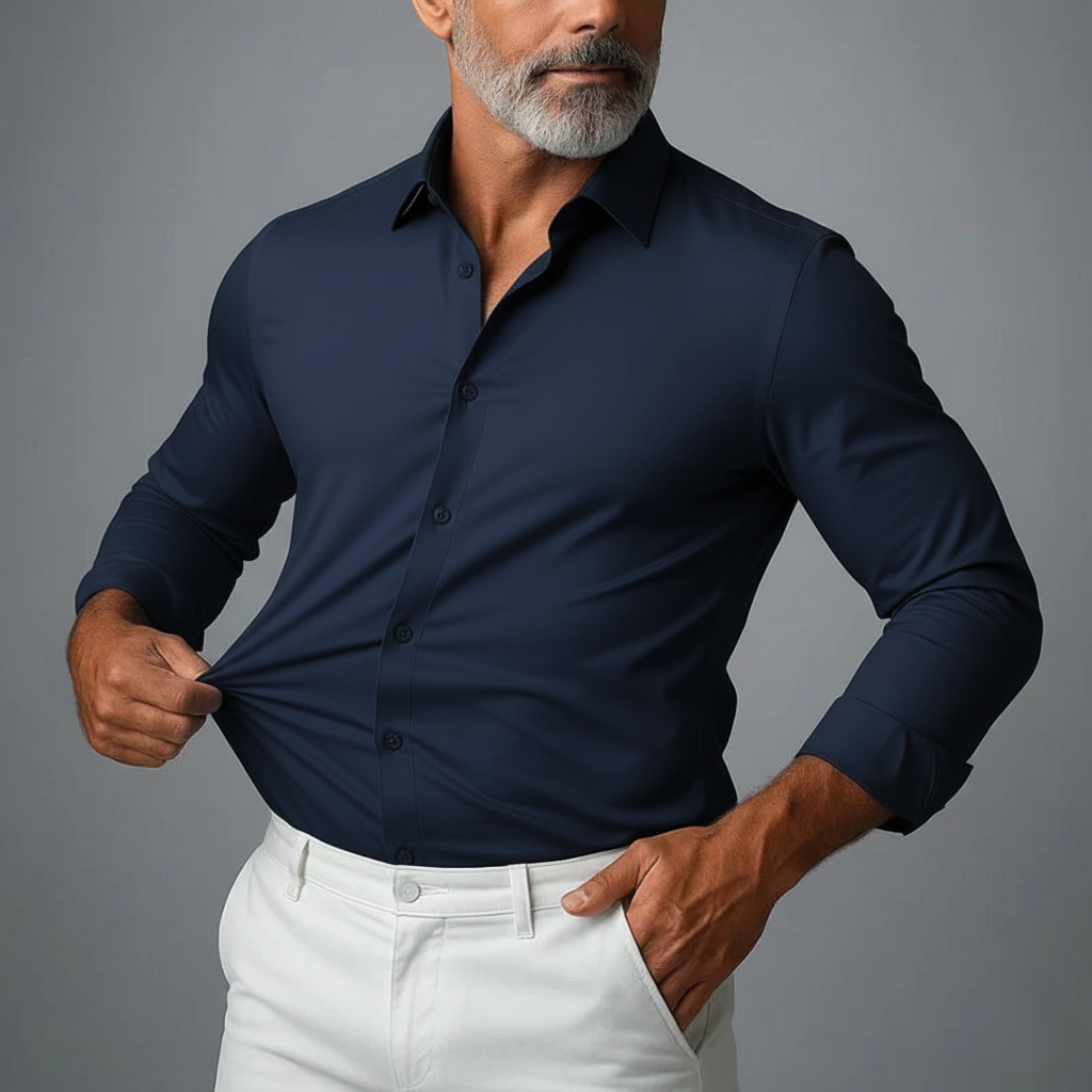 Stretch Slim Fit Button-Down Shirt for Men – Stylish & Comfortable Fit