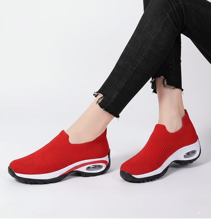 Women’s Slip-On Sneakers – Air Cushion Sole – Breathable Knit – Supportive Comfort