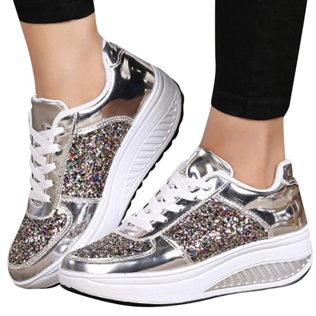 Glitter Platform Sneakers for Women – Stylish & Comfortable