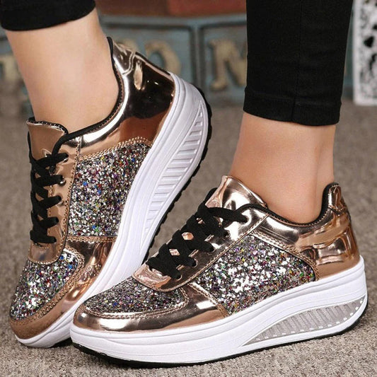 Glitter Platform Sneakers for Women – Stylish & Comfortable