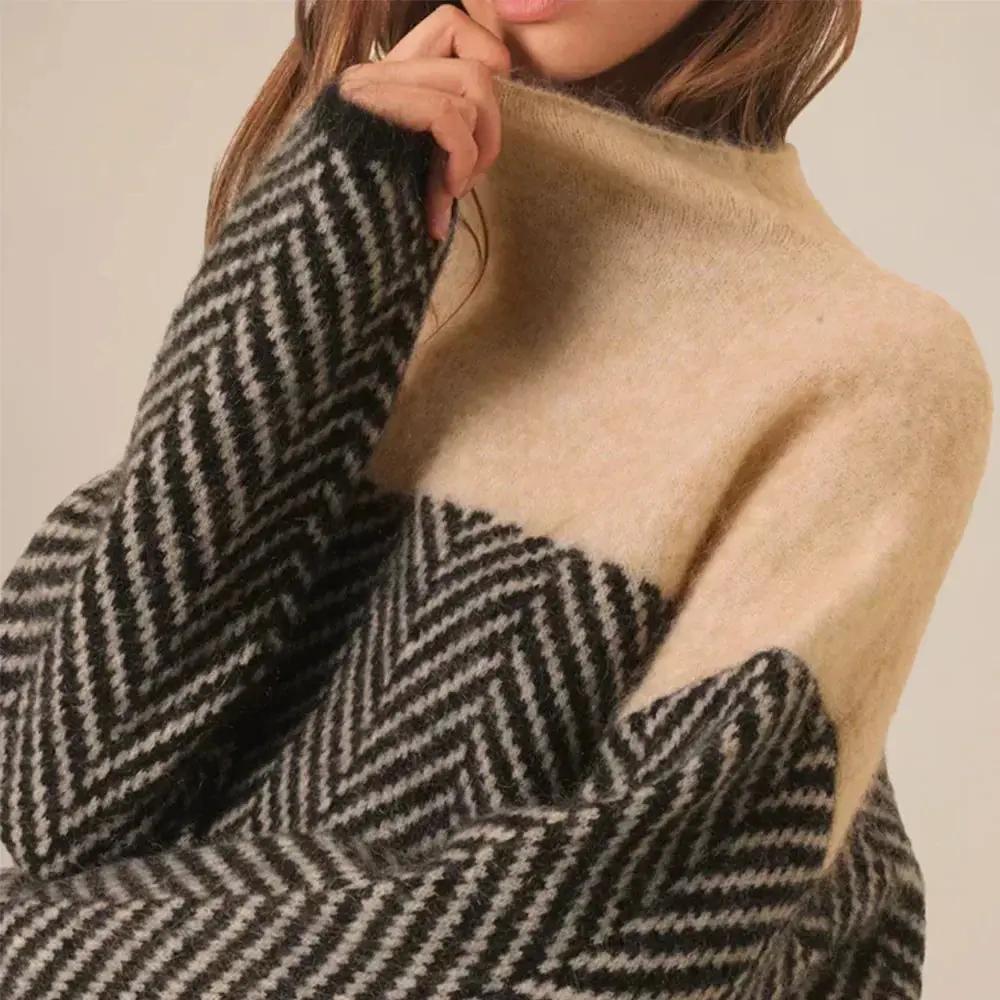 Herringbone Oversized Sweater for Women – Cozy & Stylish Layering-Caliboot