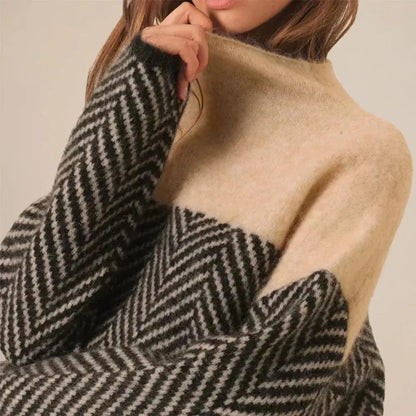 Herringbone Oversized Sweater for Women – Cozy & Stylish Layering-Caliboot