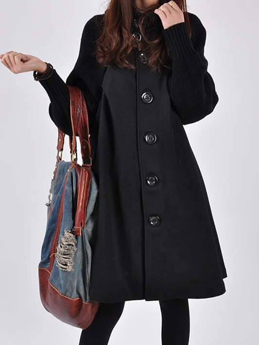 High Neck Black Trench Coat for Women – Elegant & Versatile Style 0