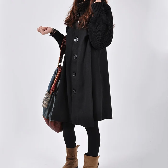 High Neck Black Trench Coat for Women – Elegant & Versatile Style 1