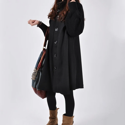 High Neck Black Trench Coat for Women – Elegant & Versatile Style 1