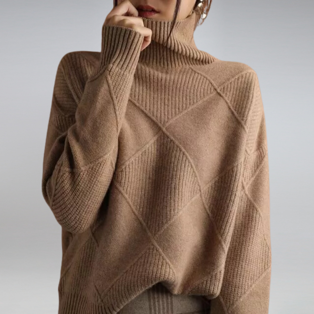 High Neck Turtleneck Sweater for Women – Cozy Oversized Style 2