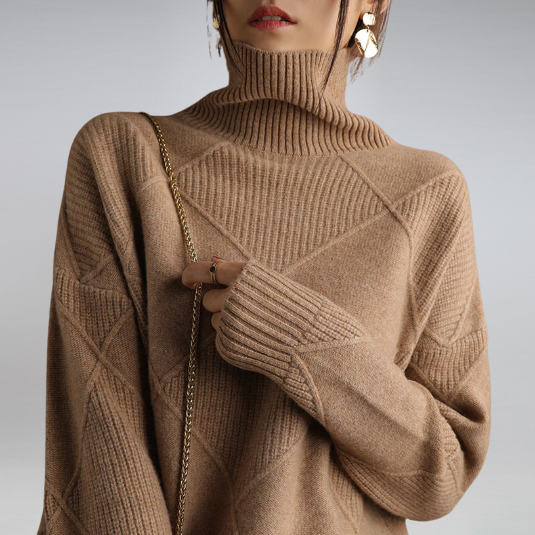 High Neck Turtleneck Sweater for Women – Cozy Oversized Style 3