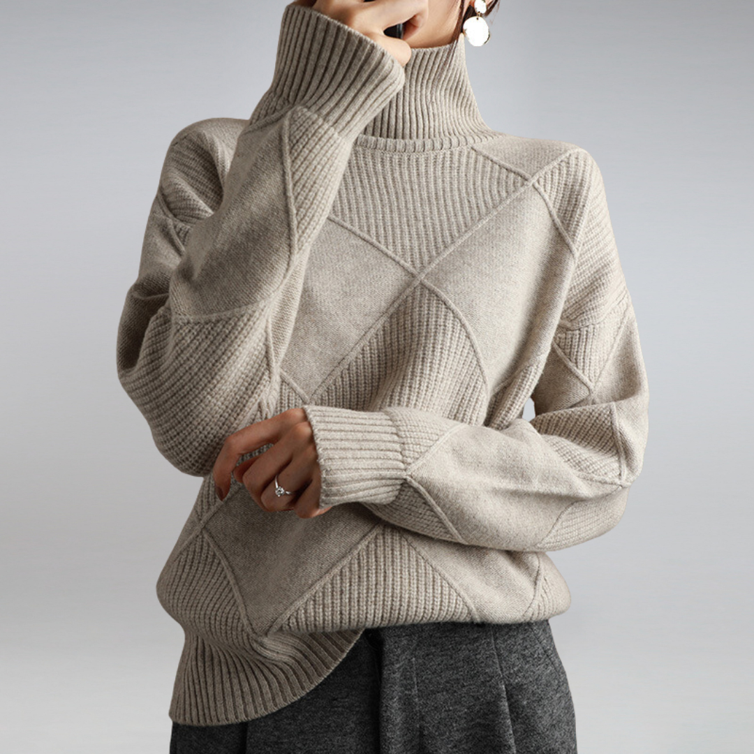 High Neck Turtleneck Sweater for Women – Cozy Oversized Style 4
