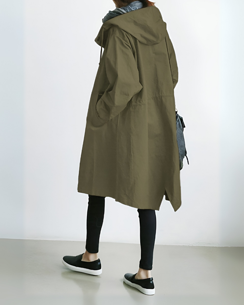 Hooded Black Trench Coat for Women – Stylish & Warm for Chilly Days 1