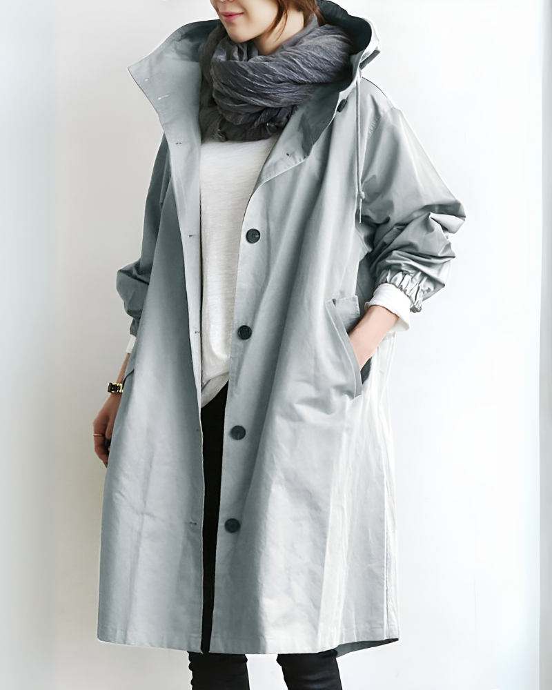 Hooded Black Trench Coat for Women – Stylish & Warm for Chilly Days 4