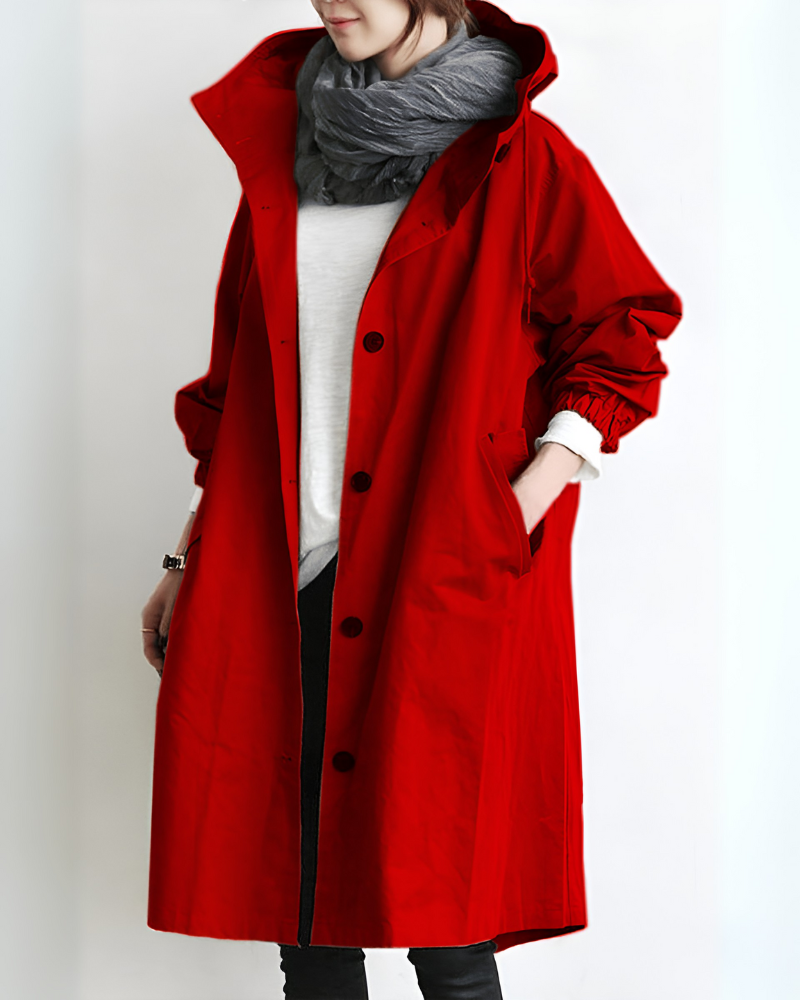 Hooded Black Trench Coat for Women – Stylish & Warm for Chilly Days 5