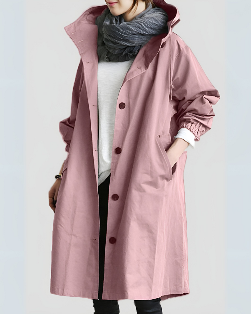 Hooded Black Trench Coat for Women – Stylish & Warm for Chilly Days 6