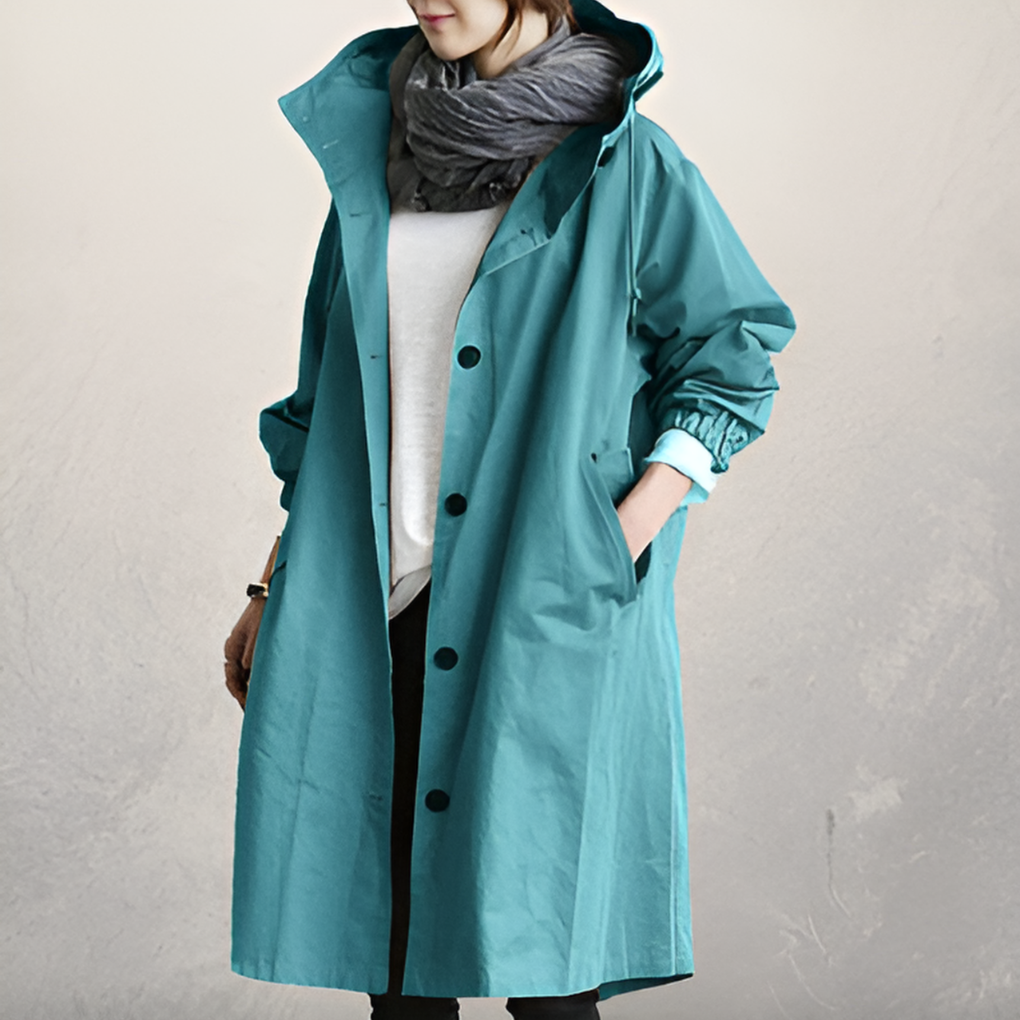 Hooded Black Trench Coat for Women – Stylish & Warm for Chilly Days 8