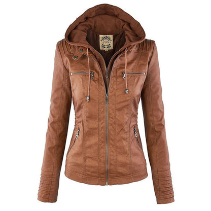Julia | Women’s Hooded Zip-Up Casual Biker Jacket Caliboot