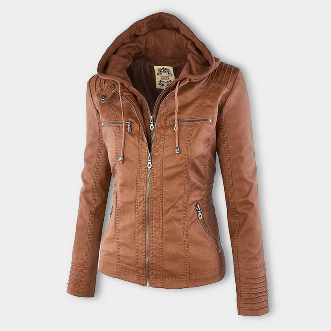 Julia | Women’s Hooded Zip-Up Casual Biker Jacket Caliboot