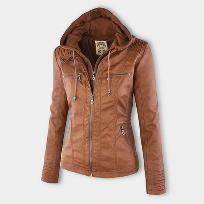 Julia | Women’s Hooded Zip-Up Casual Biker Jacket Caliboot