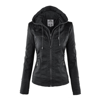 Julia | Women’s Hooded Zip-Up Casual Biker Jacket Caliboot