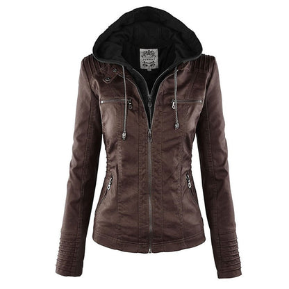 Julia | Women’s Hooded Zip-Up Casual Biker Jacket Caliboot