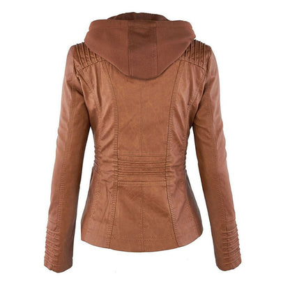 Julia | Women’s Hooded Zip-Up Casual Biker Jacket Caliboot