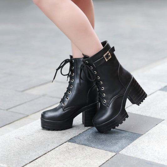Lace-Up Ankle Boots for Women – Bold & Stylish