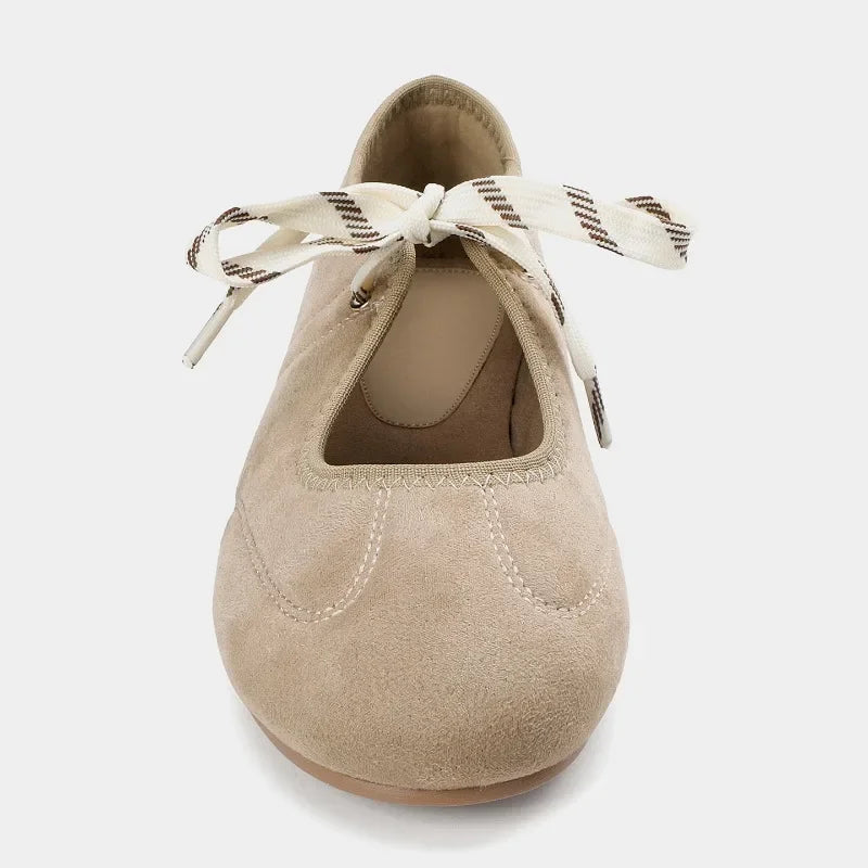 Lace-Up Ballet Flats for Women – Effortless Style & All-Day Comfort