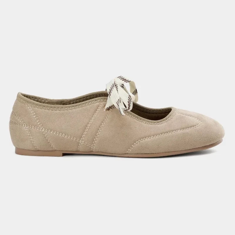 Lace-Up Ballet Flats for Women – Effortless Style & All-Day Comfort