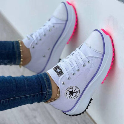 Lace-Up Canvas Sneakers for Women – Stylish & Comfortable Everyday Wear