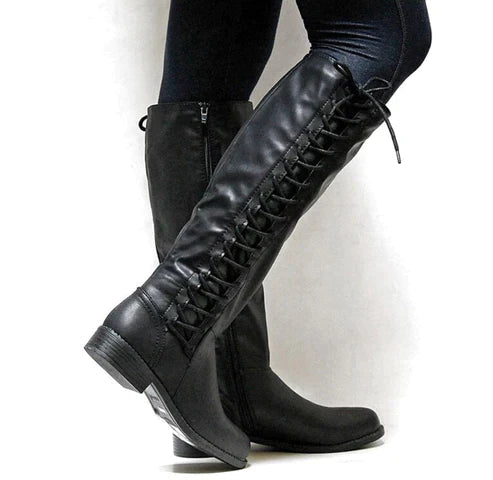 Lace-Up Knee-High Boots for Women – Stylish & Comfortable