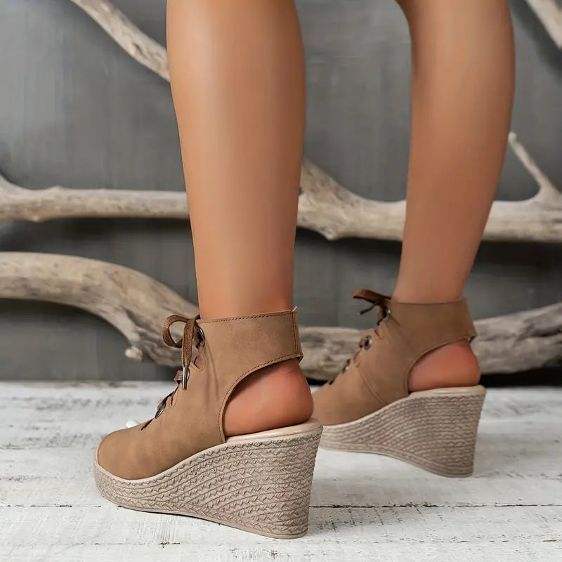 Lace-Up Wedge Sandals for Women – Chic & Comfortable Elevation