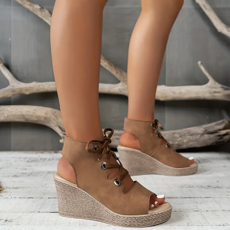 Lace-Up Wedge Sandals for Women – Chic & Comfortable Elevation