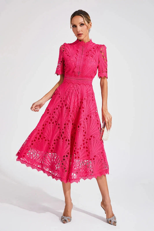 Lace Midi Dress for Women – Effortlessly Elegant & Timeless 0