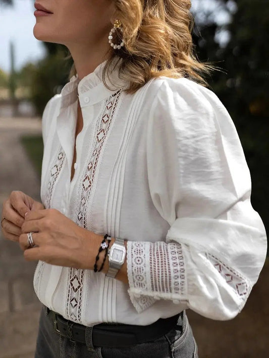 Lightweight Puff Sleeve Blouse for Women – Elegant White Summer Top-Caliboot