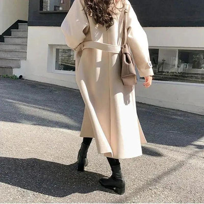 Long Belted Trench Coat for Women – Timeless Elegance & Warmth-Caliboot