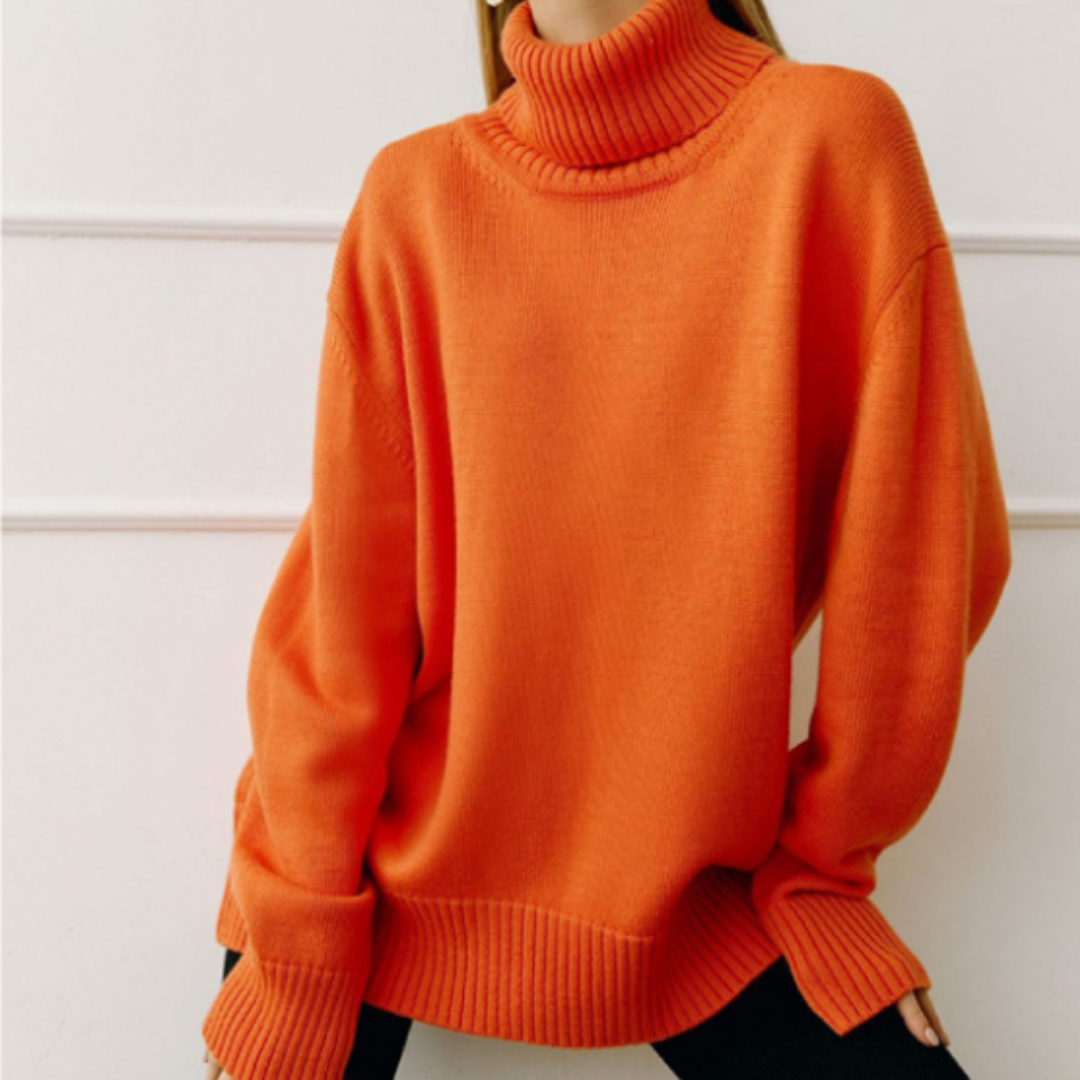 Loose Knitted Turtleneck Sweater for Women – Cozy & Stylish for Fall/Winter 1
