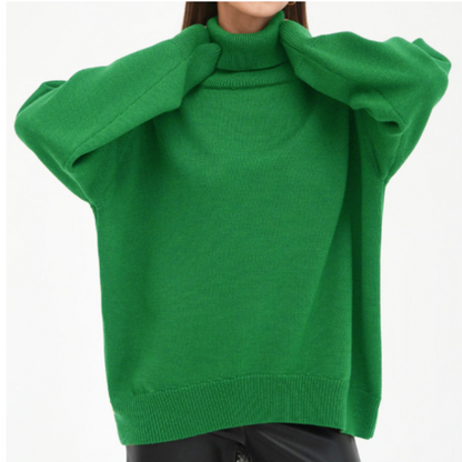 Loose Knitted Turtleneck Sweater for Women – Cozy & Stylish for Fall/Winter 10
