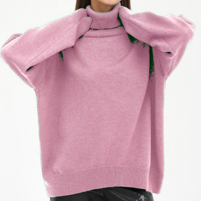 Loose Knitted Turtleneck Sweater for Women – Cozy & Stylish for Fall/Winter 9
