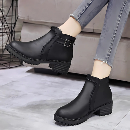 Low Block Heel Black Ankle Boots for Women – Stylish & Comfortable