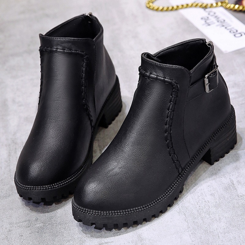 Low Block Heel Black Ankle Boots for Women – Stylish & Comfortable