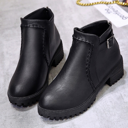 Low Block Heel Black Ankle Boots for Women – Stylish & Comfortable