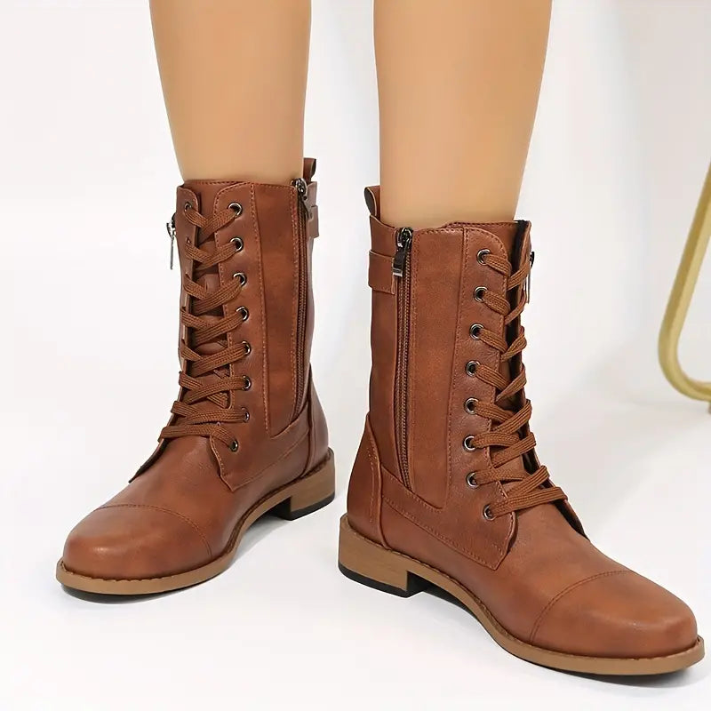 Low-Cut Lace-Up Boots for Women – Chic & Comfortable