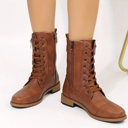 Low-Cut Lace-Up Boots for Women – Chic & Comfortable