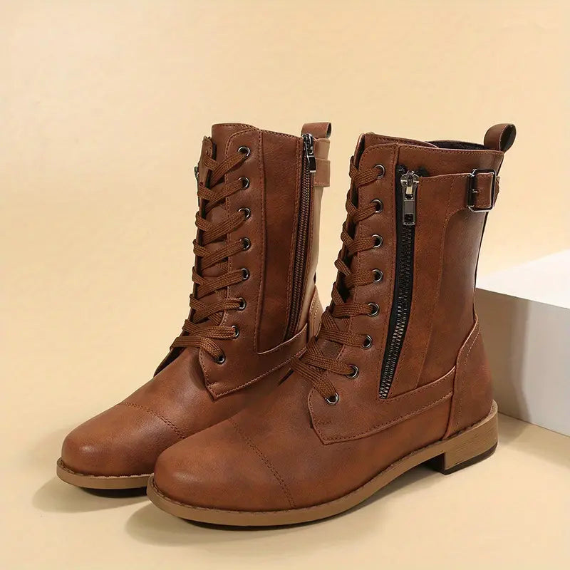 Low-Cut Lace-Up Boots for Women – Chic & Comfortable