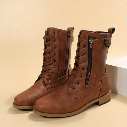 Low-Cut Lace-Up Boots for Women – Chic & Comfortable