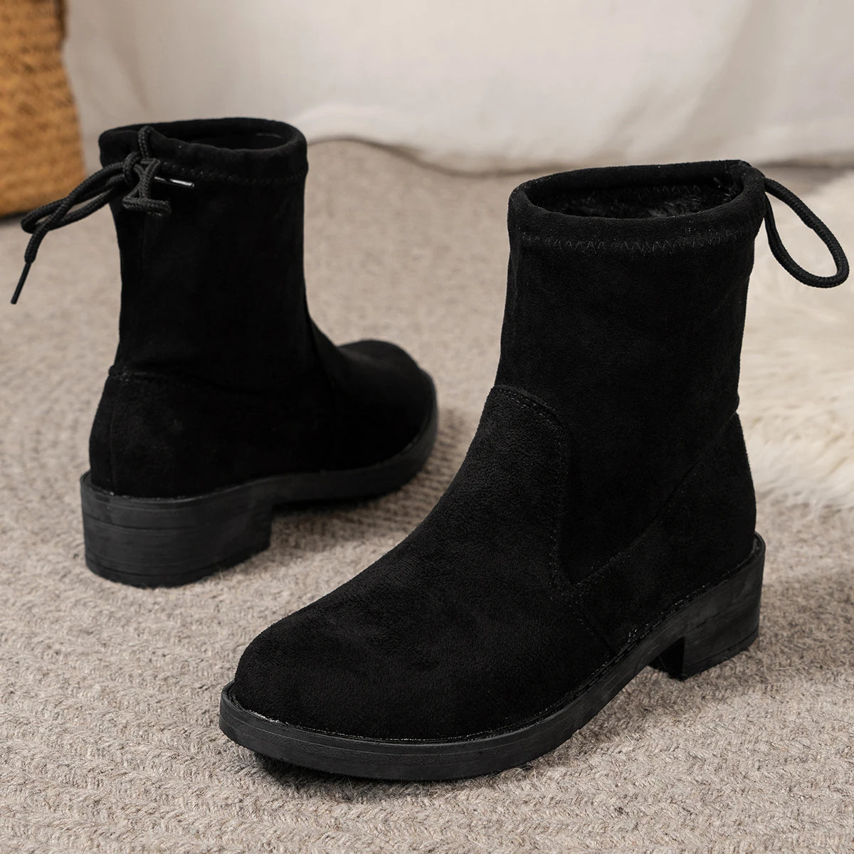 Low Heel Black Ankle Boots for Women – Stylish & Comfortable Fit