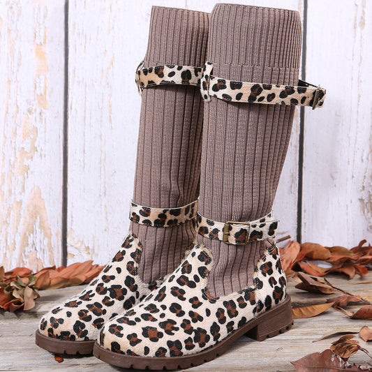 Mid-Calf Leopard Print Boots for Women – Chic & Comfortable Winter Style