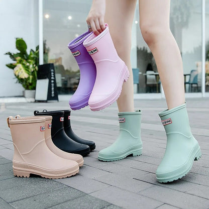 Mid-Cut Waterproof Rain Boots for Women – Stylish & Functional